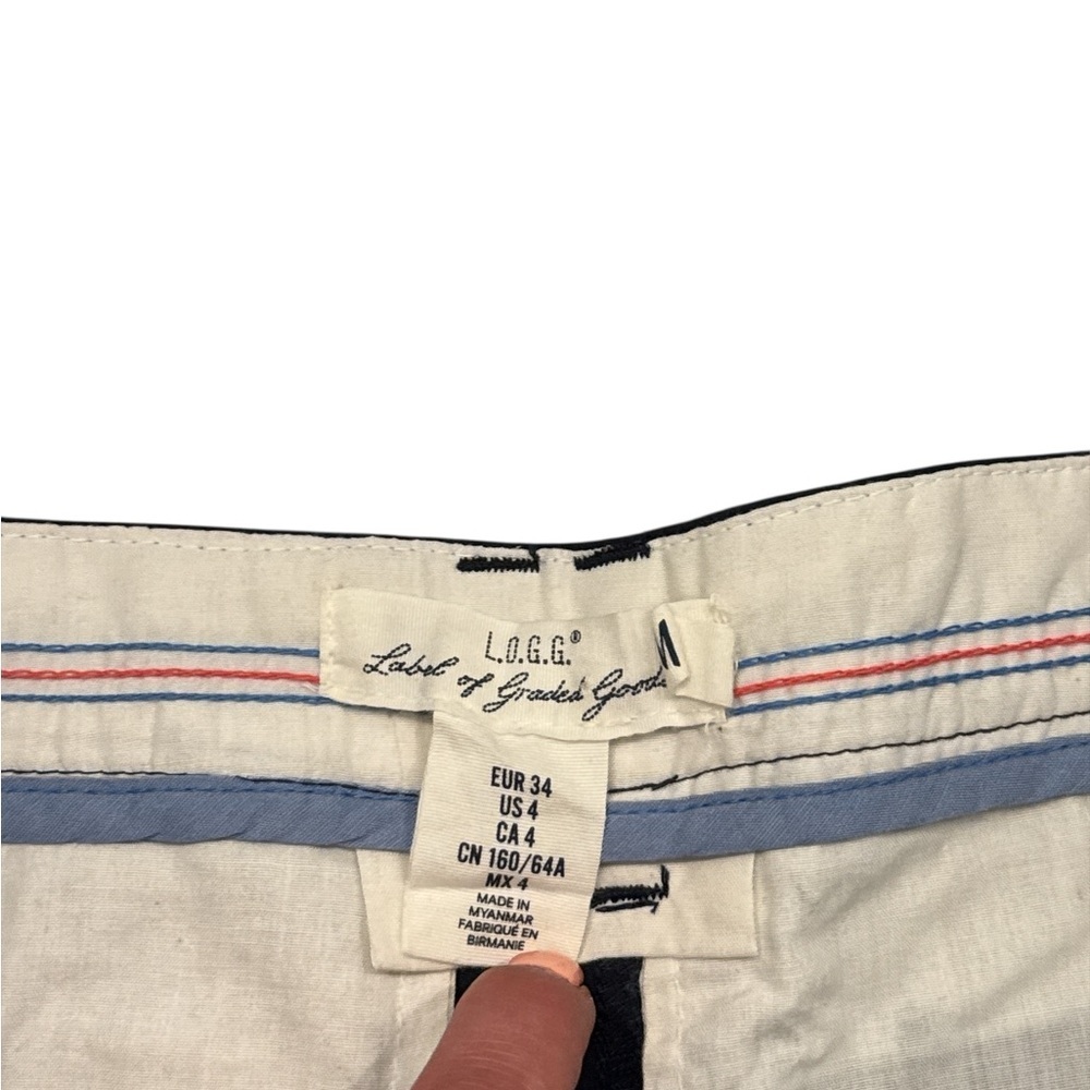 H&M Women’s Navy Blue Cuffed Shorts with Mini Anchor Print - Picture 3 of 4